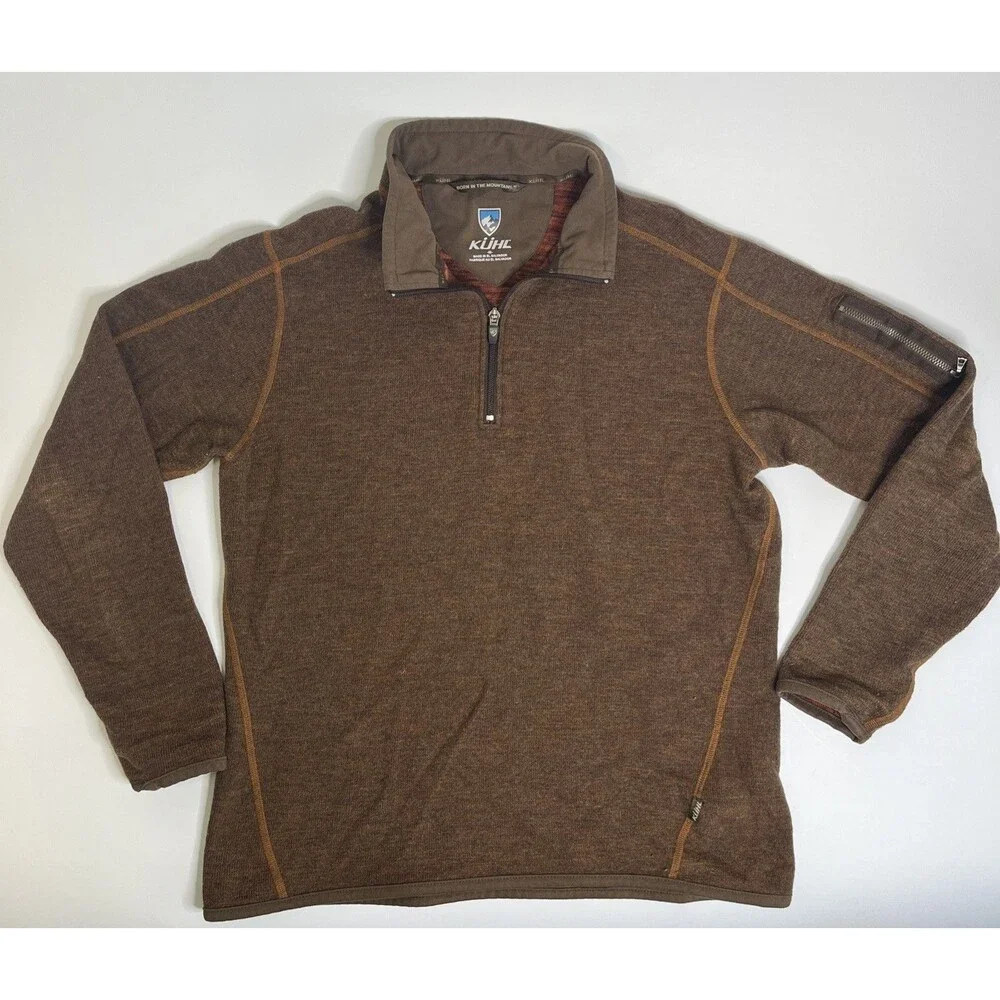 Kuhl Chianti Fleece 1/4 Zip Sweater Men’s M Wool Blend Hiking Outdoor - Picture 1 of 12
